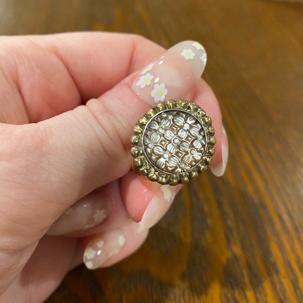 Carved Mother of Pearl Ring